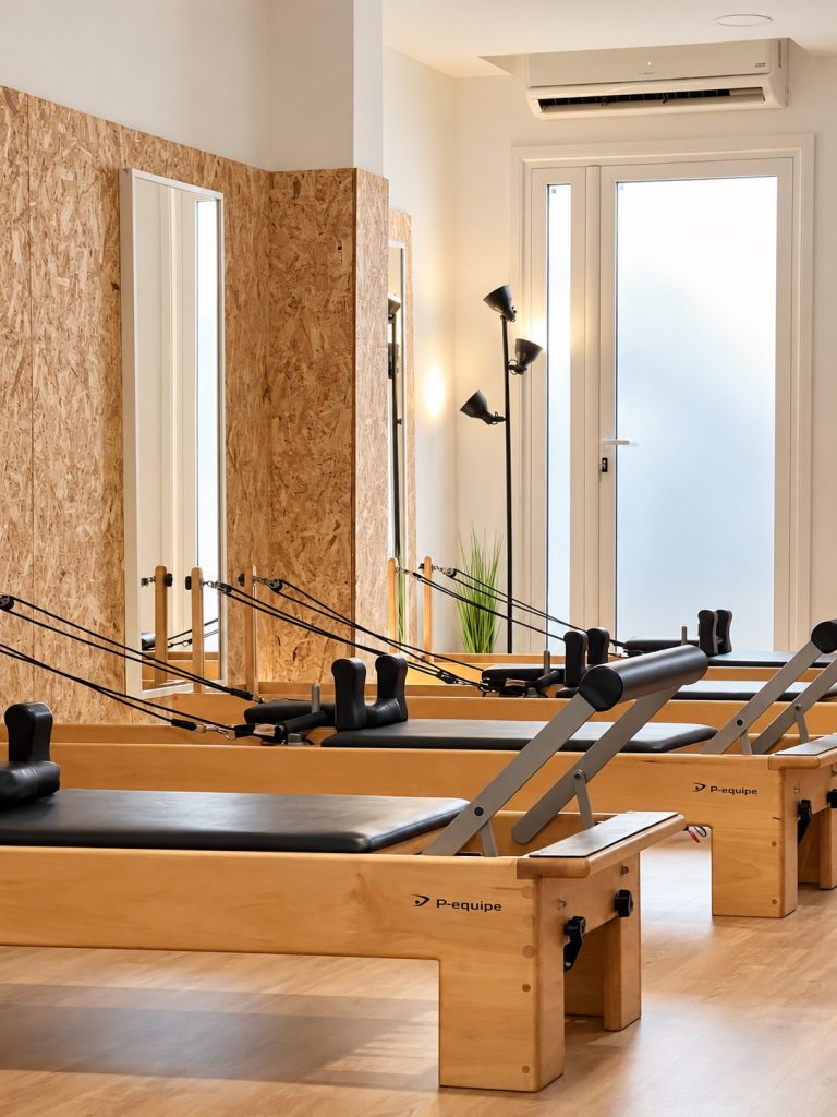 Detalle de una máquina Reformer en el centro Campreciós de Pilates Esplugues